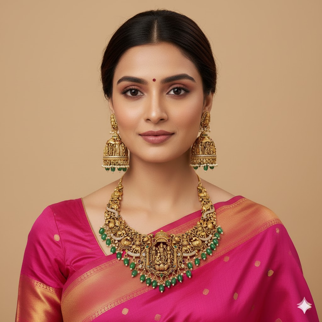 Antique Gold-Finish Ruby Choker Set